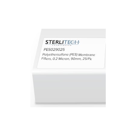 Sterlitech Polyethersulfone (PES) Membrane Filters, 0.2 Micron, 90mm, PK25 PES029025